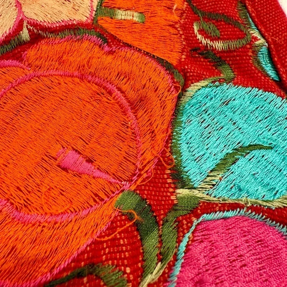 Mexican floral embroidered pillow cover